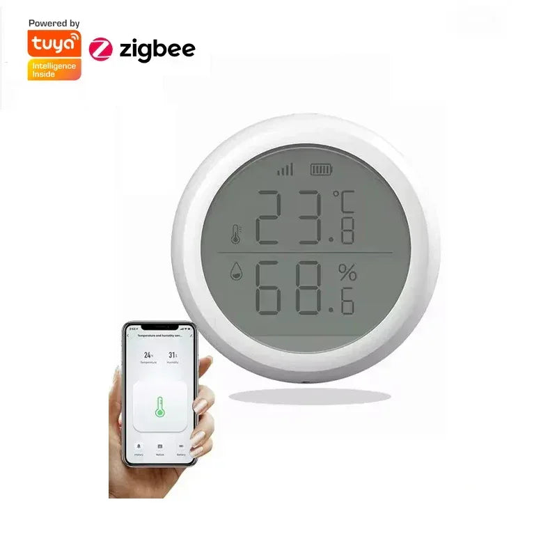 Tuya ZigBee Temperature and Humidity Sensor With LCD Smart life APP Google Alexa Voice Control Support Multi-mode Gateway Option - Urbizia