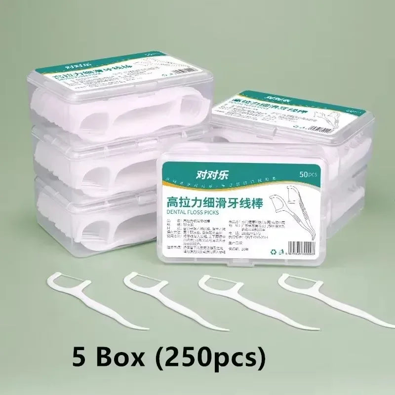 Dental Floss Stick High Tension Smooth Disposable Toothpick with Portable Floss Box for Teeth Care