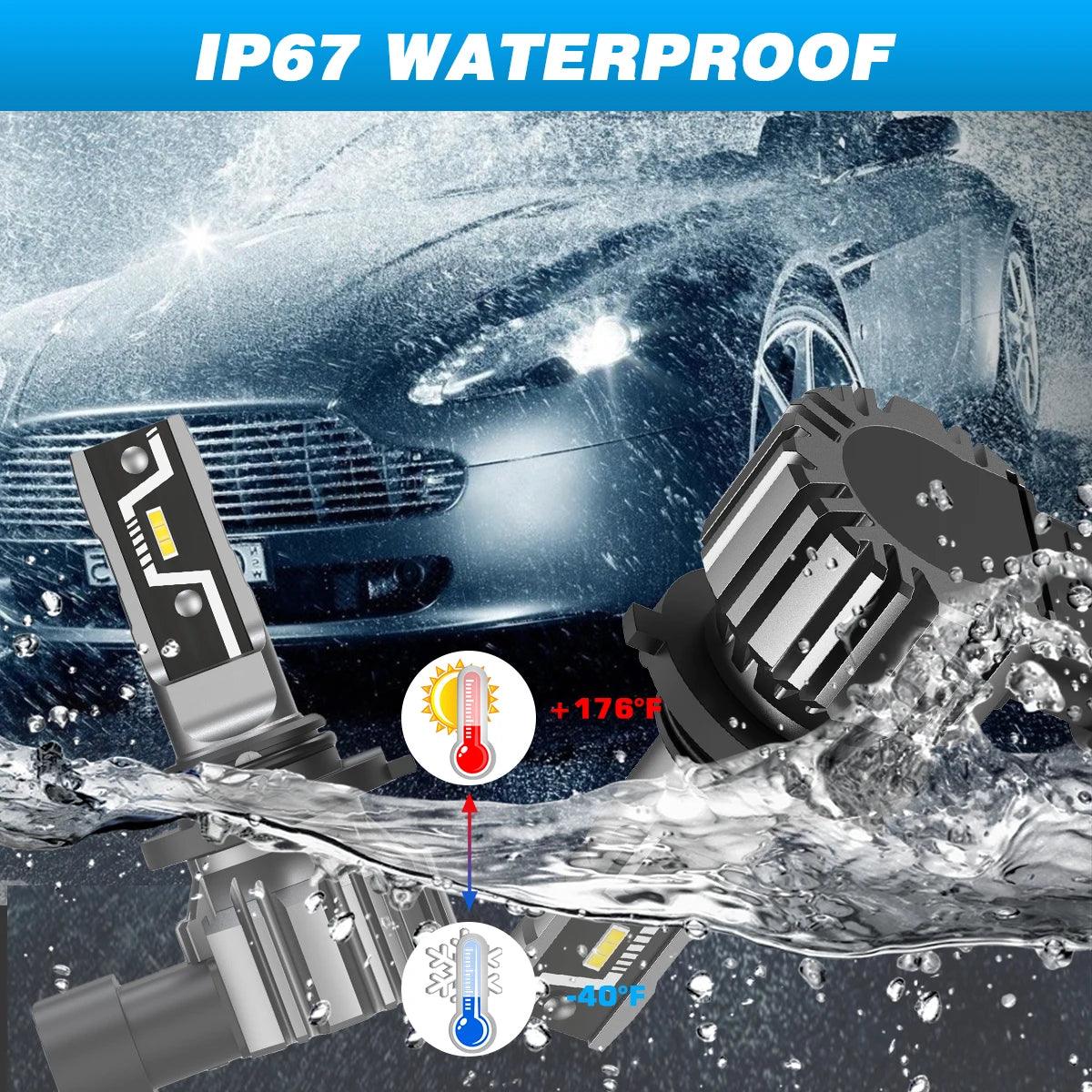 NOVSIGHT LED Headlight Bulbs 2PCS 9005 2PCS H11 Car Headlamp High Low Beam Mini Size 50W 10000LM Headlamp 6500K White Fog Lamp