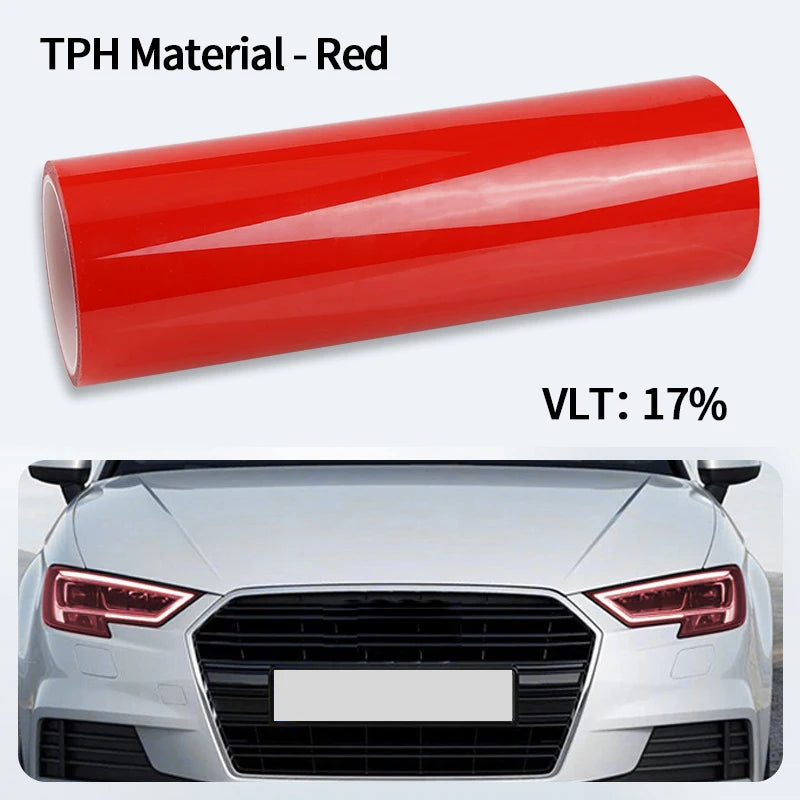 Car Headlight & Taillight Smoke Wrap Film – Black TPH PU PPF Protective Sheet