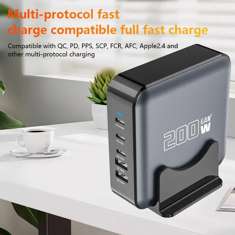 High efficient desktop fast charge 200W gallium nitride charger, fast, safe, convenient, the perfect combination of power and sp - Urbizia