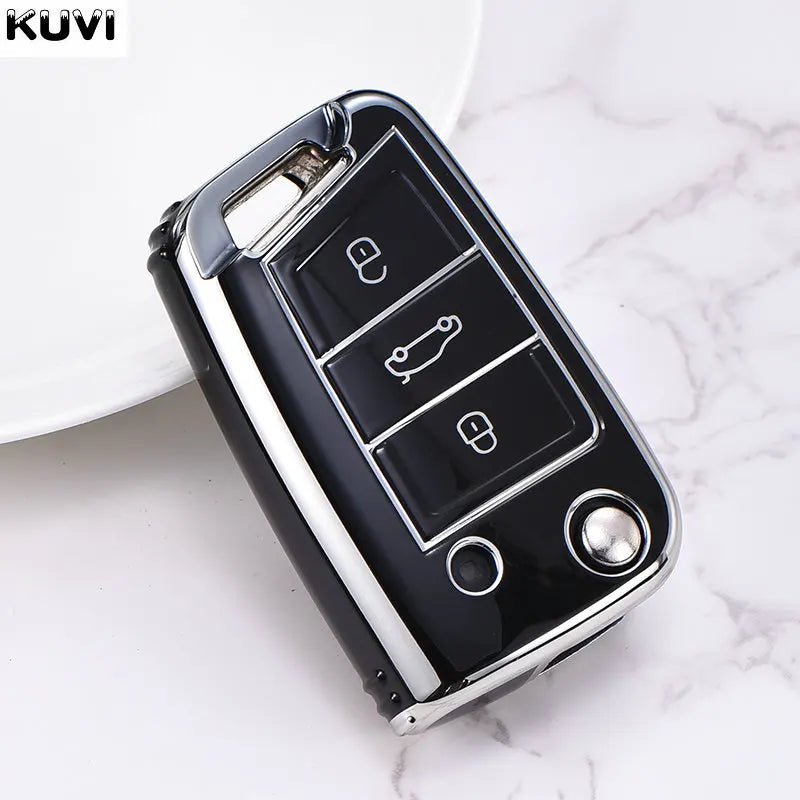 3 4 Buttons TPU Car Key Case Cover Fob For VW Volkswagen Golf 7 MK7 Tiguan MK2 For SEAT Ateca Leon FR 2 Ibiza For Skoda Octavia