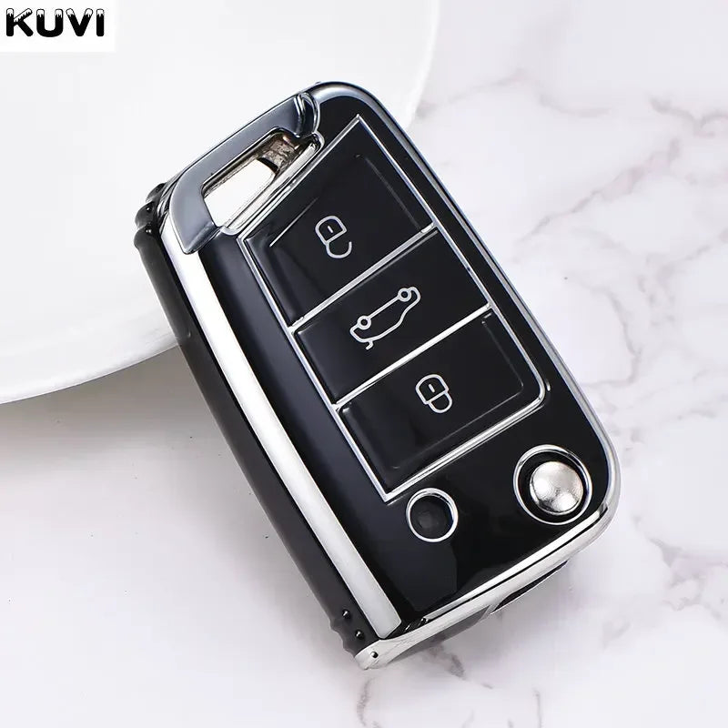 3 4 Buttons TPU Car Key Case Cover Fob For VW Volkswagen Golf 7 MK7 Tiguan MK2 For SEAT Ateca Leon FR 2 Ibiza For Skoda Octavia - Urbizia