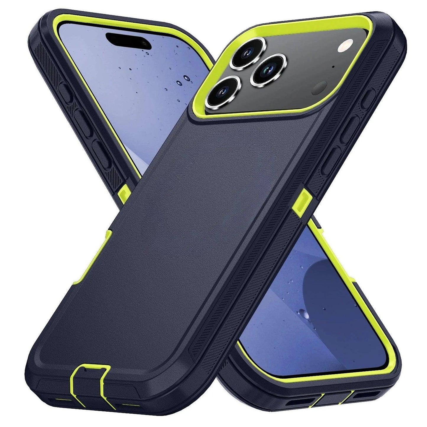 Shockproof Armor Defender Case for iPhone 11–17 with Stand – PC + TPU