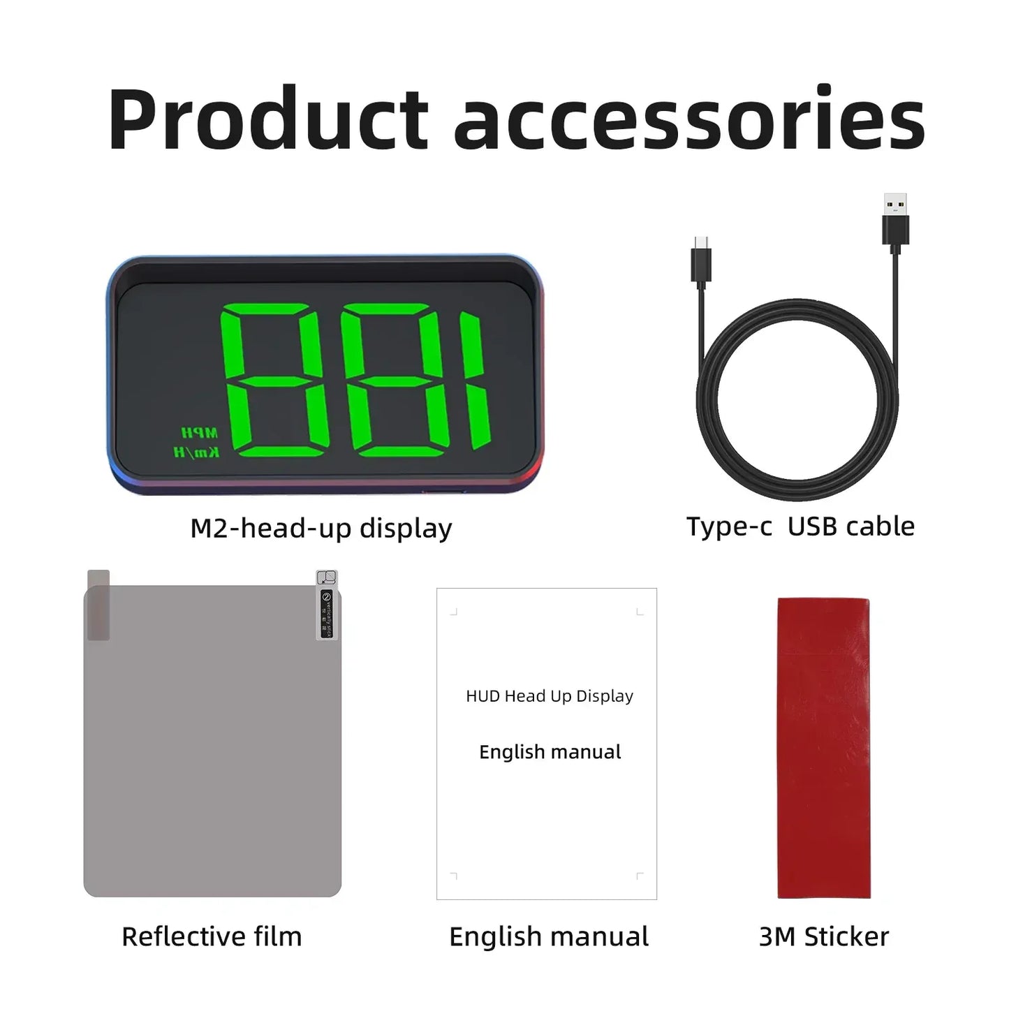 HD Car Head up Display M2 GPS Speedometer KM/H Digital HUD Windshield Projector Universal Auto Electronics Accessory - Urbizia
