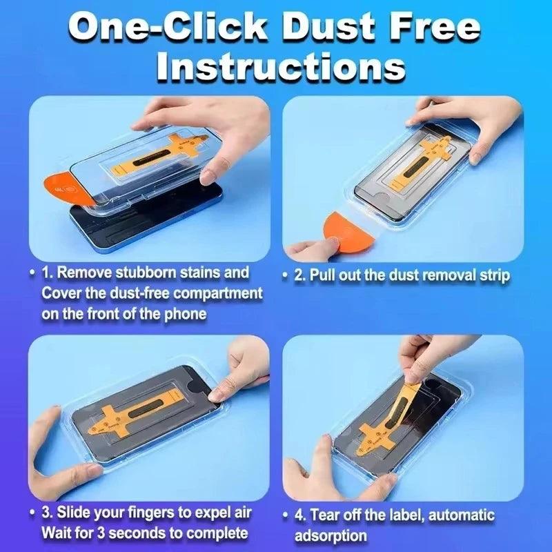 1-5Pcs Ultra HD Dust Free Screen Protector For iPhone 17 16 15 13 11 12 14 Pro Max 16e 7 8 Plus SE 17 Air Glass Easy Install Box