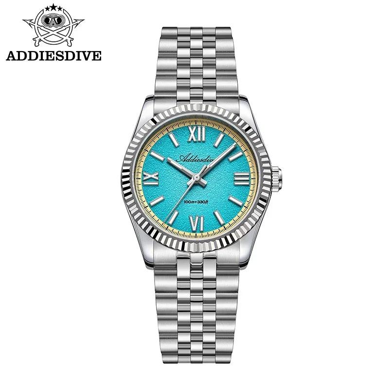 ADDIESDIVE Stainless Steel Quartz Watches For Men AD2535 reloj hombre Colorful Dial Watch Super Luminous Simple Wristwatches