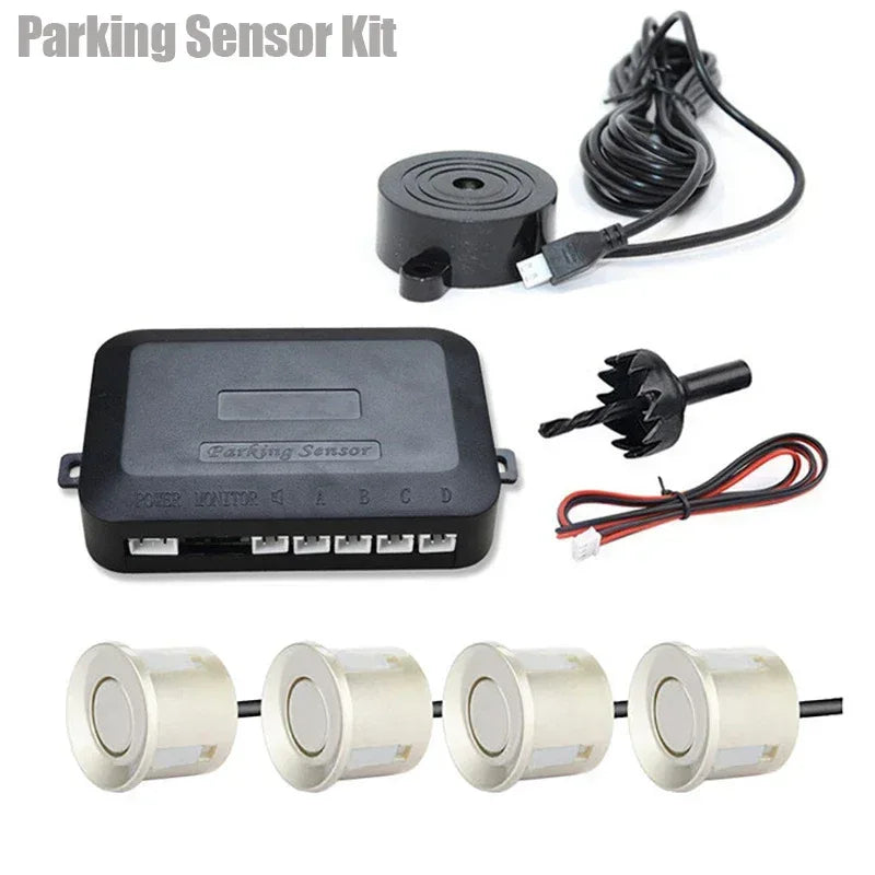 Risingon 12V 22mm Car Parking Sensor Kit Universal 4 Sensors Buzzer Reverse Backup Radar Sound Alert Indicator Probe System - Urbizia