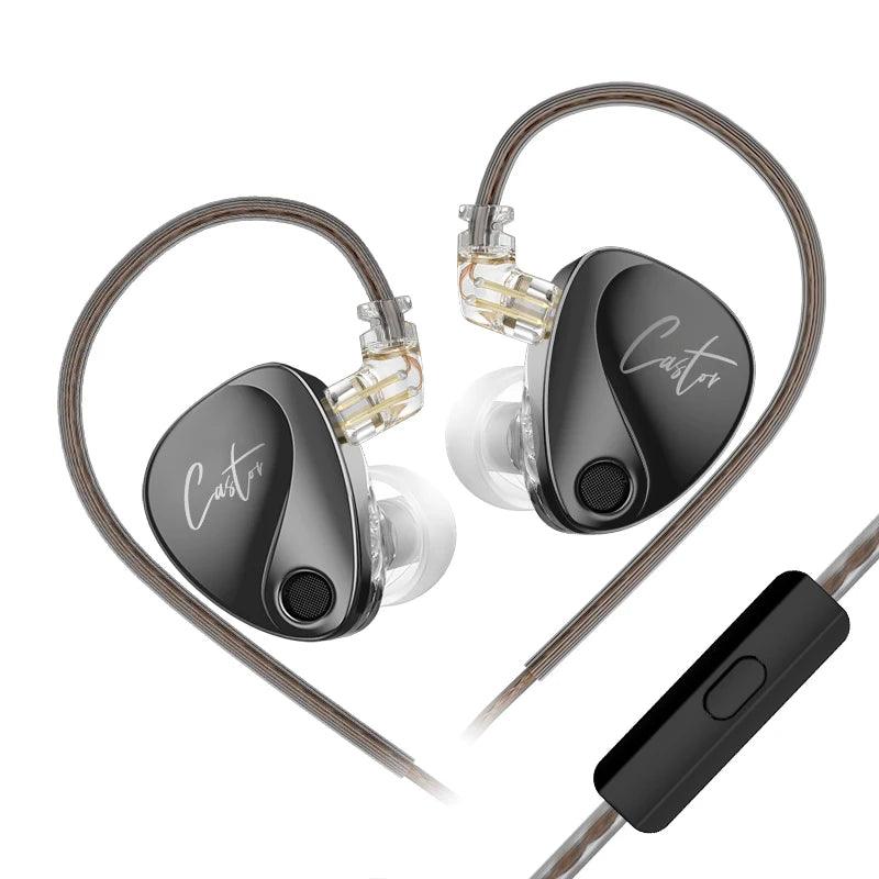 KZ Castor Bass HiFi Earphone Dual Dynamic Driver Wired Harman Tuning Noise Isolating IEM Headphones With 2Pin Detachable Cable