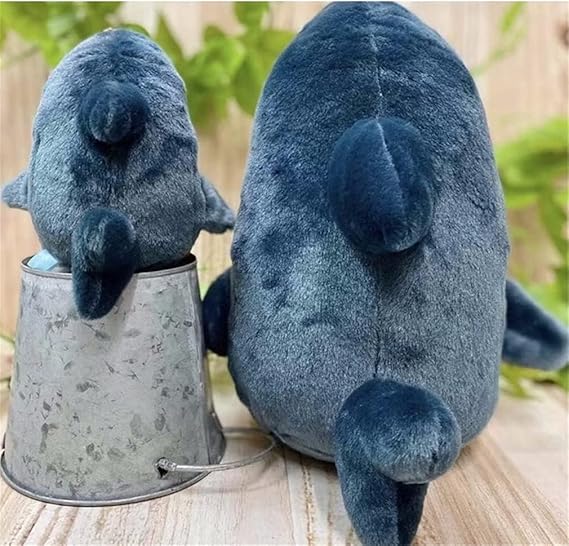 Shark Cat Plush Toy – Kawaii Fried Shrimp Shark Stuffed Animal 8" Blue - Urbizia