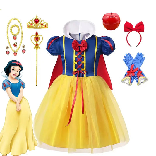 Snow White Princess Dress for Girls – Halloween, Party & Cosplay Costume with Cloak
