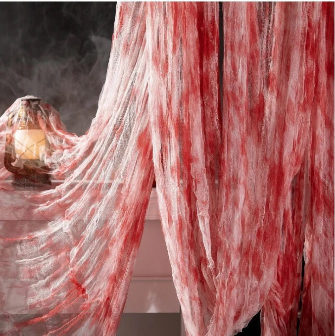 Spider Web Hanging Cloth with Skeleton Bat – Halloween Decoration (1/2/3pcs)