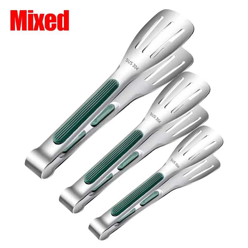 Stainless Steel Food Tongs – Non-Slip BBQ, Salad & Cooking Clip