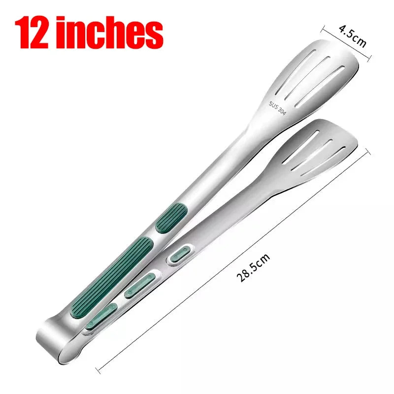 Stainless Steel Food Tongs – Non-Slip BBQ, Salad & Cooking Clip