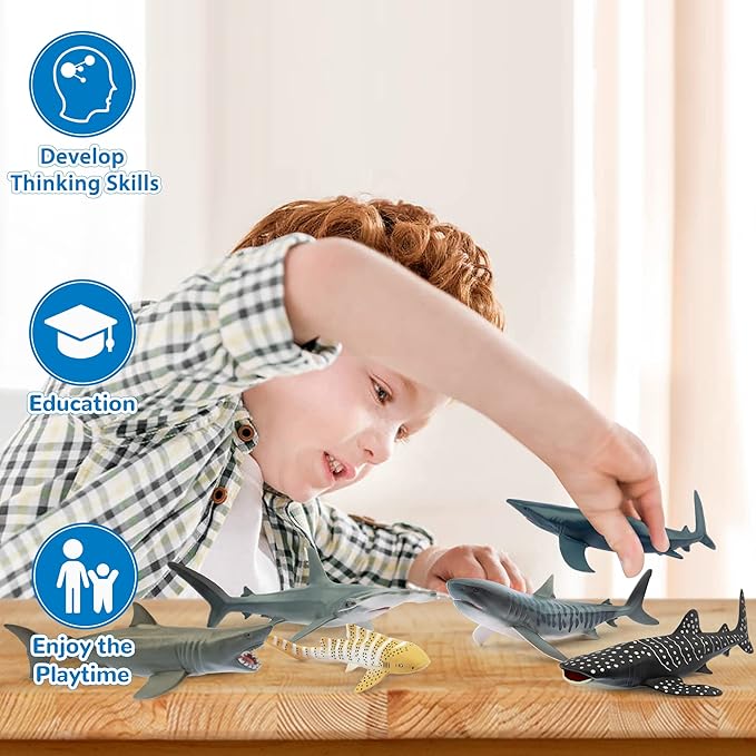 Toymany 6PC Realistic Shark Figurines – Ocean Animal Toys for Kids - Urbizia