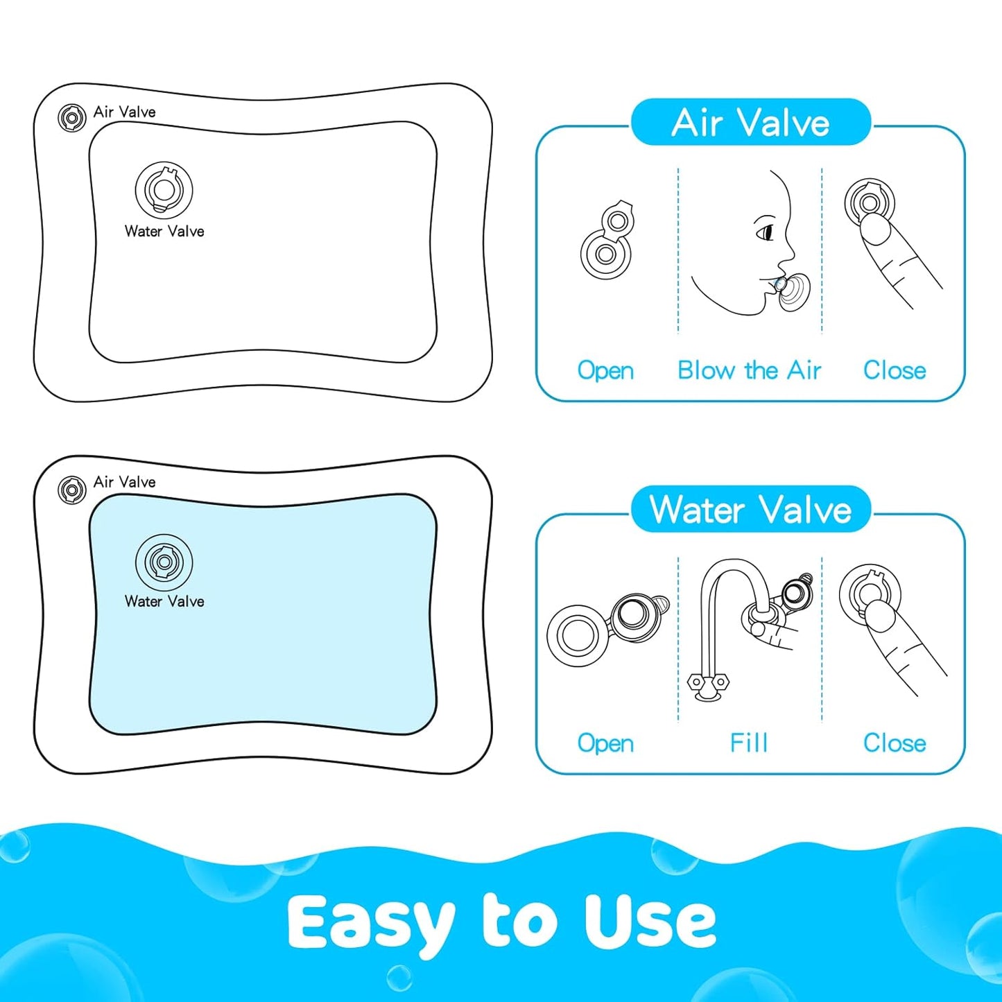 Tummy Time Water Mat – Inflatable Baby Play Mat for 3–12 Months - Urbizia
