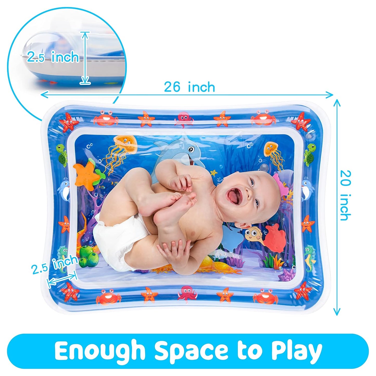 Tummy Time Water Mat – Inflatable Baby Play Mat for 3–12 Months - Urbizia