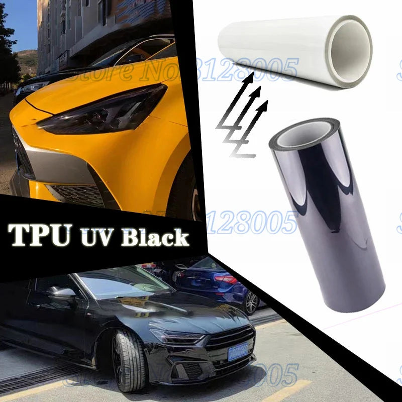UV Color Changing TPU PPF Photochromic Car Headlight Film – Transparent to Black/Purple