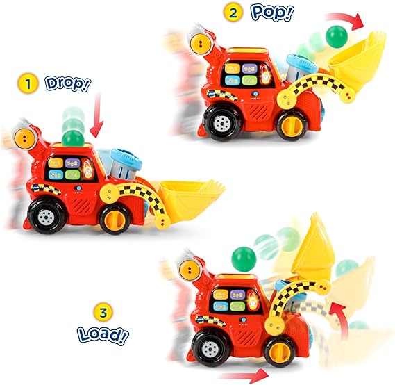 VTech Pop-a-Balls Push and Pop Bulldozer – Interactive Toddler Push Toy - Urbizia