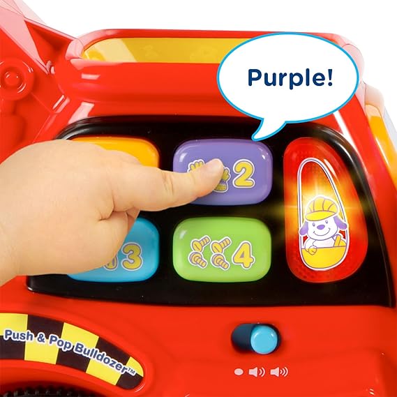 VTech Pop-a-Balls Push and Pop Bulldozer – Interactive Toddler Push Toy - Urbizia