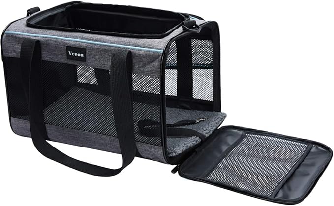 Vceoa Soft-Sided Pet Carrier – Cat & Dog Travel Bag for Pets up to 16 lbs, 17.5 x 11 x 11 in - Urbizia