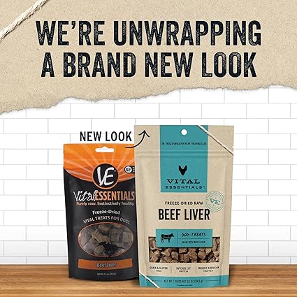Vital Essentials Beef Liver Dog Treats, 2.1 oz | Freeze-Dried Raw | Single Ingredient | Premium Quality High Protein Training Treats | Grain Free, Gluten Free, Filler Free - Urbizia