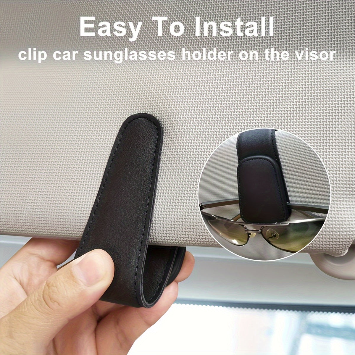 Magnetic Eyeglasses Hanger – PU Leather Car Sun Visor Clip - Urbizia