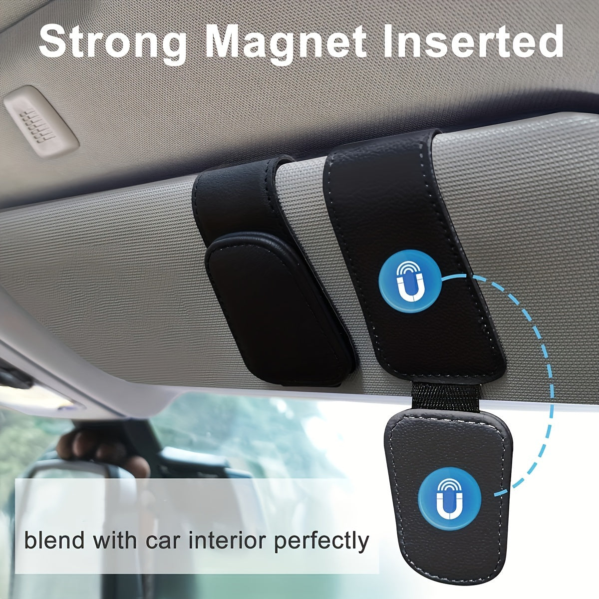 Magnetic Eyeglasses Hanger – PU Leather Car Sun Visor Clip - Urbizia
