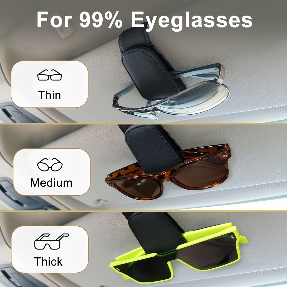 Magnetic Eyeglasses Hanger – PU Leather Car Sun Visor Clip - Urbizia