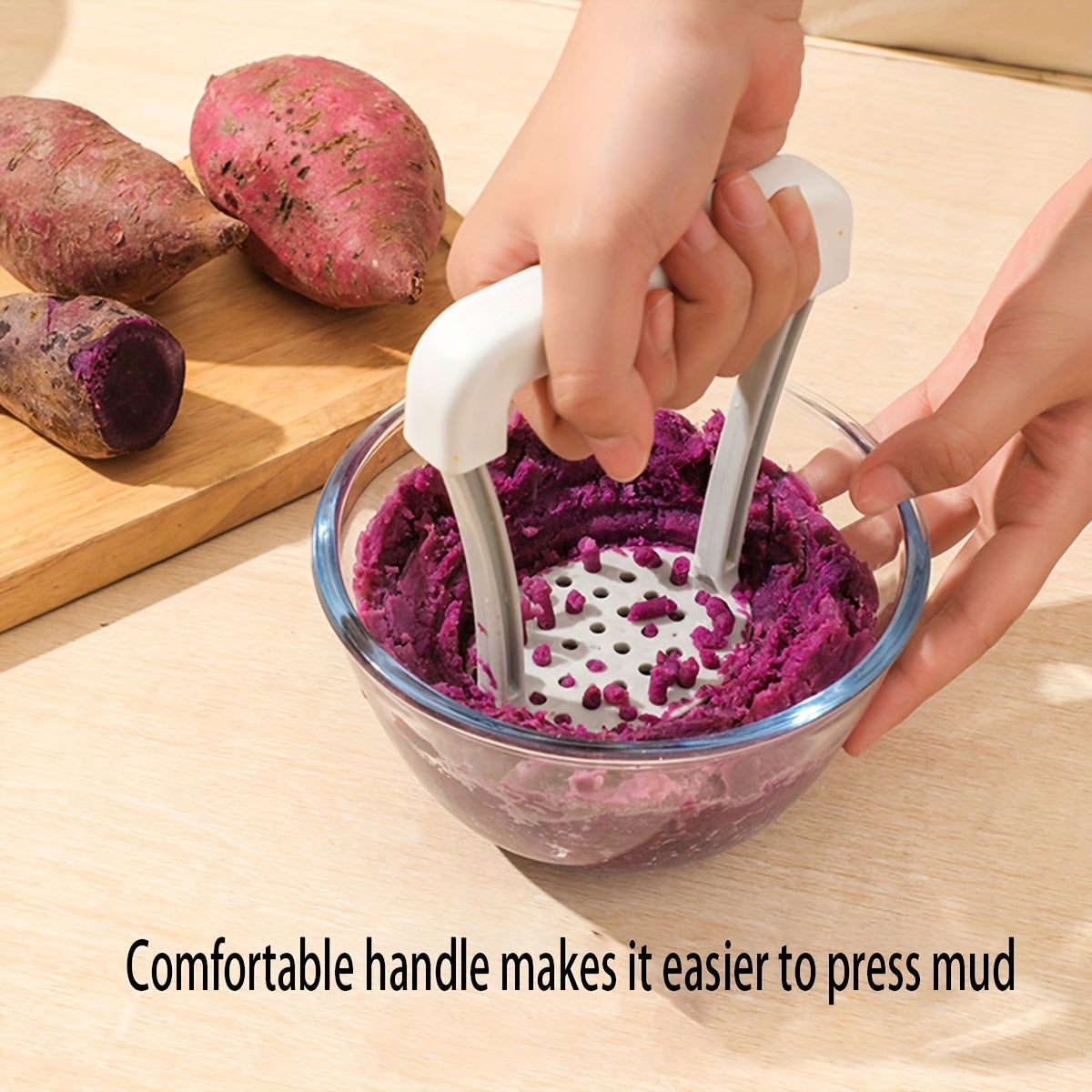 1pc Potato Masher – Non-Slip Handle, Manual Fruit & Vegetable Crusher - Urbizia