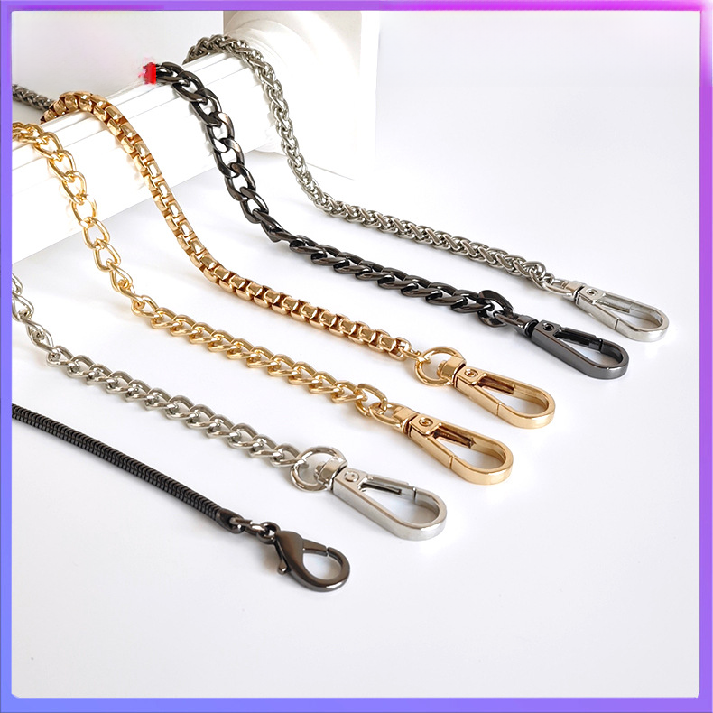 Metal Chain Bag Strap with Woven Shoulder Strap for DIY