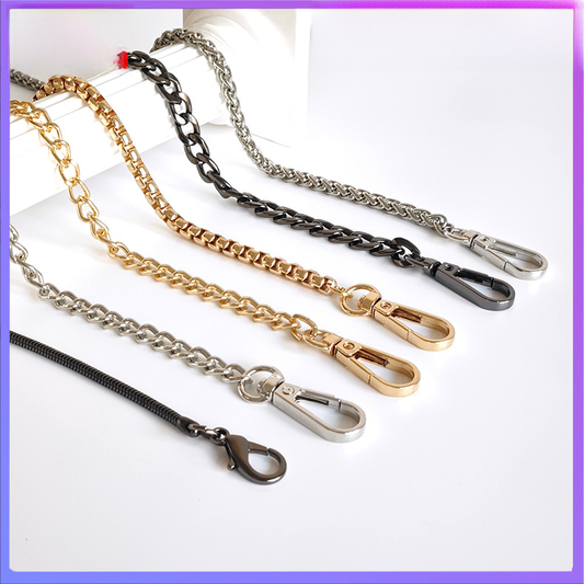 Metal Chain Bag Strap with Woven Shoulder Strap for DIY