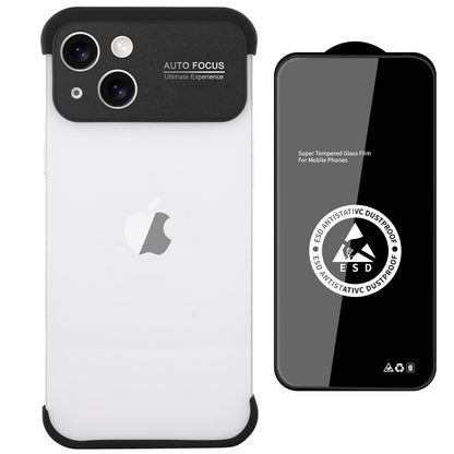 aidvaia Frameless Phone Case Compatible with iPhone 14 Case Aluminium Large Window Camera Lens ProtectorTPU Silicone Minimalist Protective Case Black.