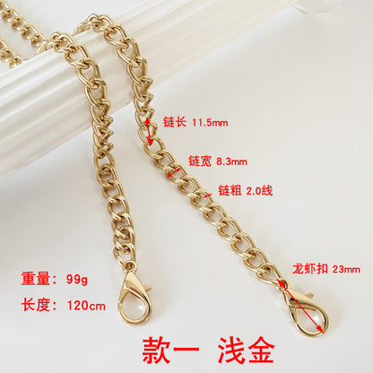 Metal Chain Bag Strap with Woven Shoulder Strap for DIY