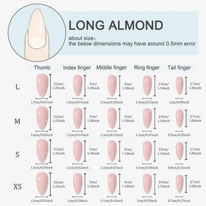 10Pcs Halloween Goth Bone Press-on Nails – Glossy Long Almond Full Cover False Nail Design for Women & Girls