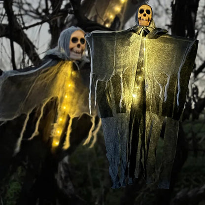1PCS Halloween Glowing Skull Skeleton – Hanging Ghost Decoration for Home & Garden