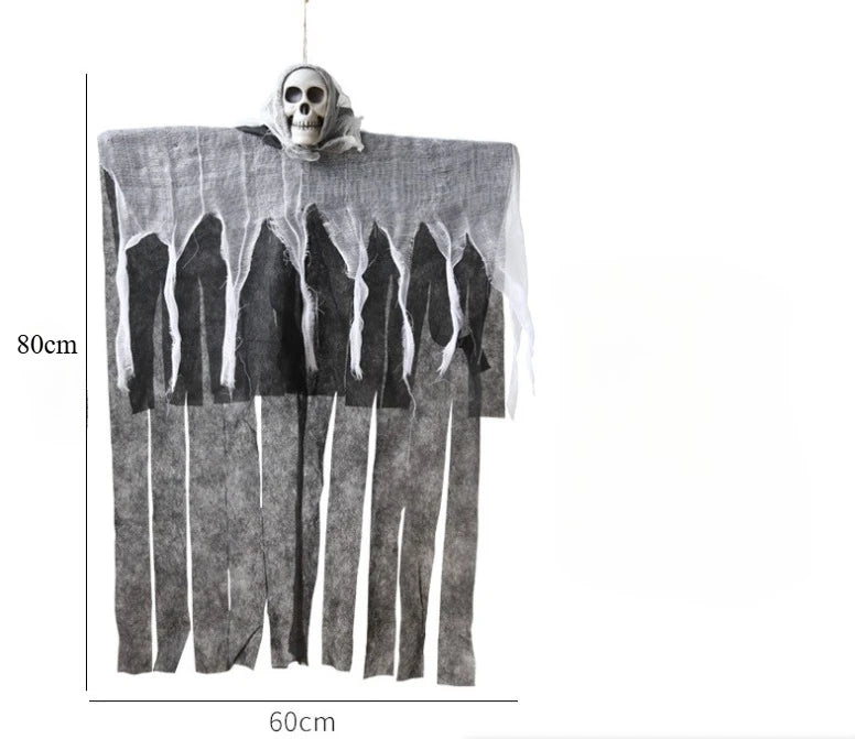 1PCS Halloween Glowing Skull Skeleton – Hanging Ghost Decoration for Home & Garden