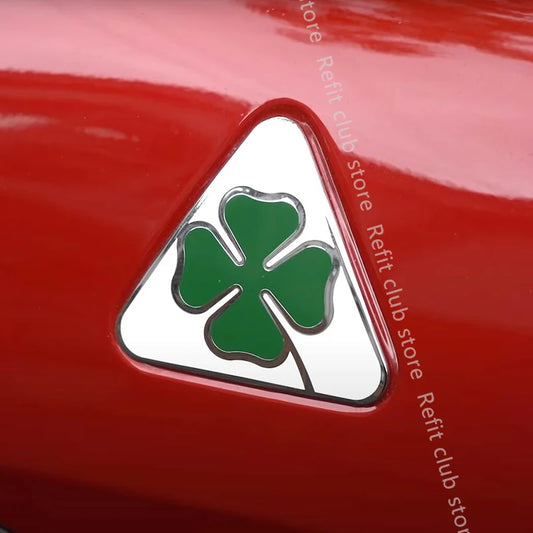1 Pair Aluminum Four-Leaf Clover Fender Stickers – Car Exterior Decoration for Alfa Romeo Giulia & Stelvio