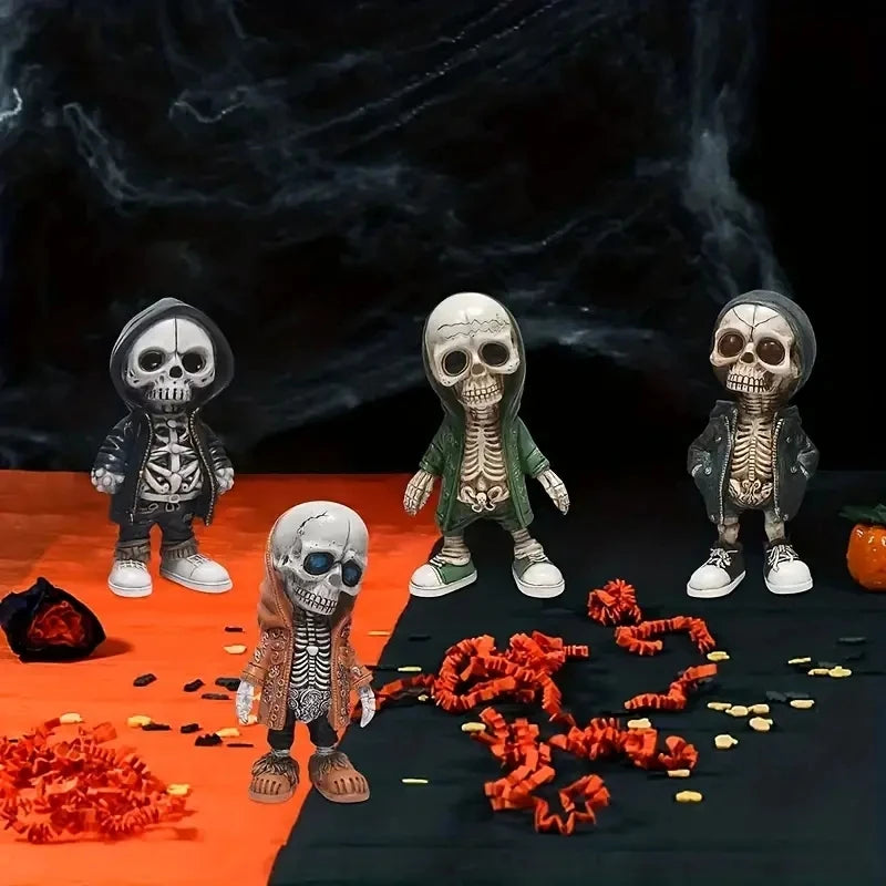 1pc Cool Skeleton Figure – Gothic Skull Statue & Collectible Halloween Decoration for Home, Office & Room