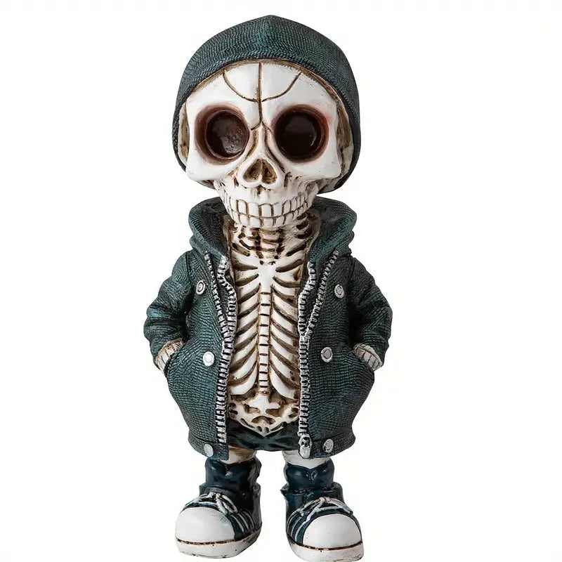 1pc Cool Skeleton Figure – Gothic Skull Statue & Collectible Halloween Decoration for Home, Office & Room