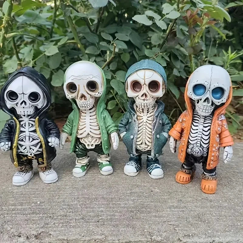 1pc Cool Skeleton Figure – Gothic Skull Statue & Collectible Halloween Decoration for Home, Office & Room