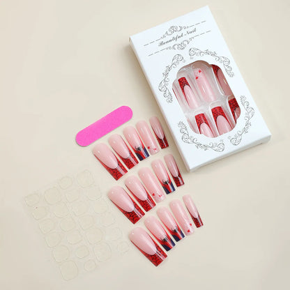 24Pcs Halloween Spider Fake Nails – Printed French Coffin Ballet Press-on Nails