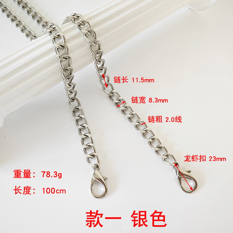 Metal Chain Bag Strap with Woven Shoulder Strap for DIY