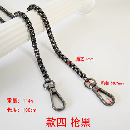 Metal Chain Bag Strap with Woven Shoulder Strap for DIY