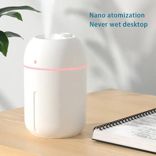 330ml Mini USB Humidifier – Portable Cool Mist Aroma Diffuser with LED Light