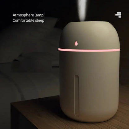 330ml Mini USB Humidifier – Portable Cool Mist Aroma Diffuser with LED Light