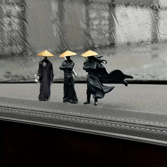 3PCS Mini Samurai Statue Set – Dashboard & Desk Decor