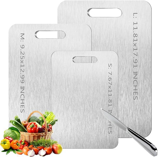 3 Pack Titanium Cutting Boards – Double-Sided, Non-Stick Kitchen Chopping Mats - Urbizia