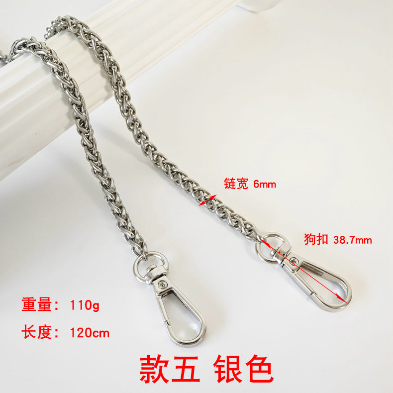 Metal Chain Bag Strap with Woven Shoulder Strap for DIY