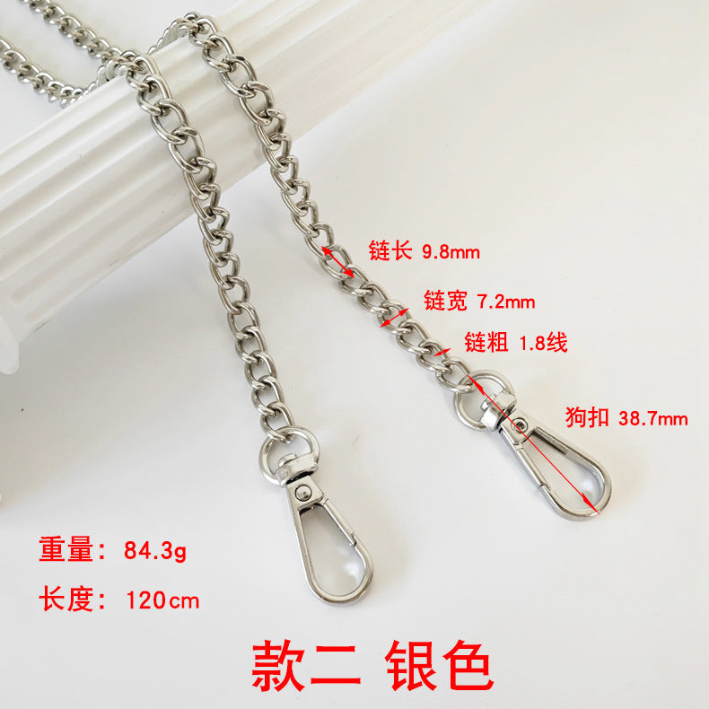 Metal Chain Bag Strap with Woven Shoulder Strap for DIY